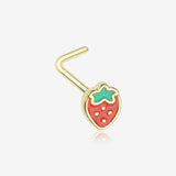 Golden Adorable Strawberry L-Shaped Nose Ring
