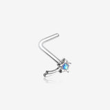Opalescent Wishing Star L-Shaped Nose Ring-Teal