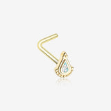 Golden Mandala Ray Sparkle L-Shaped Nose Ring-Teal