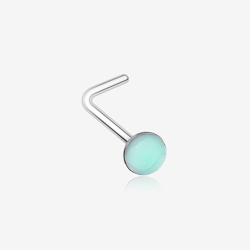 Glow in the Dark Circle L-Shaped Nose Ring-Green