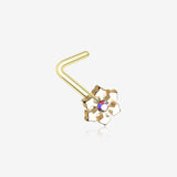 Golden Snowflake Sparkle L-Shaped Nose Ring
