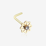 Golden Daisy Breeze Sparkle L-Shaped Nose Ring