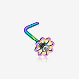 Colorline Daisy Breeze Sparkle L-Shaped Nose Ring-Rainbow/Clear