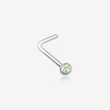 Opalite Gem Sparkle L-Shaped Nose Ring-Pacific Opal