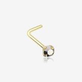 Golden Iridescent Sparkle Gem Prong Set L-Shaped Nose Ring-Crystal Dorado