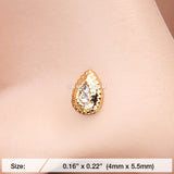 Detail View 2 of Golden Bali Avice Teardrop Sparkle L-Shaped Nose Ring-Clear Gem