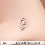 Detail View 2 of Rose Gold Victorian Elegance Sparkle L-Shaped Nose Ring-Clear Gem