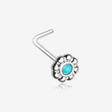 Bali Flower Turquoise L-Shaped Nose Ring-Turquoise