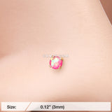 Detail View 2 of Golden Opal Sparkle Prong Set Nose Stud Ring-Pink