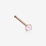 Rose Gold Opal Sparkle Prong Set Nose Stud Ring