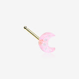 Golden Kawaii Pop Moon Glitter Sparkle Nose Stud Ring-Pink/White