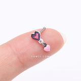 Detail View 2 of 8-Bit Pixel Heart Dangle Gamer Nose Stud Ring-Pink