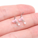 Detail View 3 of Kawaii Pop Fluffy Bow-Tie Pearlescent Dangle Nose Stud Ring-Pink/White