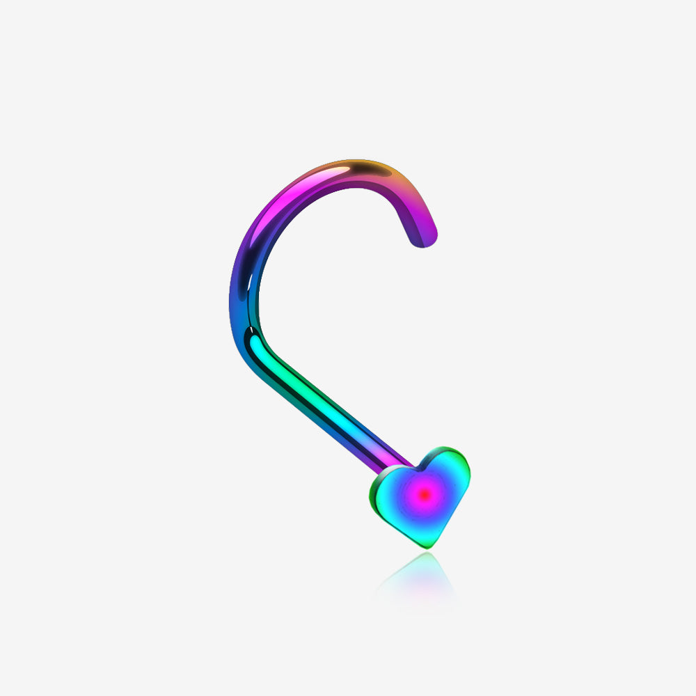 Colorline Heart Nose Screw Ring-Rainbow
