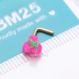 Detail View 4 of Golden Kawaii Pop Juicy Pink Cherry L-Shaped Nose Ring