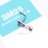 Detail View 4 of Cute Boba Tapioca Drink Sparkle Dangle L-Shaped Nose Ring-Pink