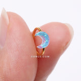 Detail View 2 of Golden Kawaii Pop Blurple Moon Glitter Bendable Hoop Ring-Blue/Pink