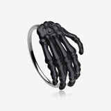 Black Skeleton Hand of Death Steel Bendable Hoop Ring