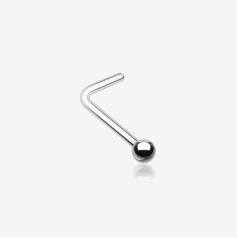 Steel Ball Top L-Shaped Nose Ring-Steel