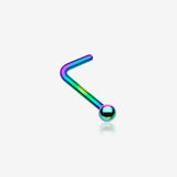 Colorline Ball Top L-Shaped Nose Ring-Rainbow