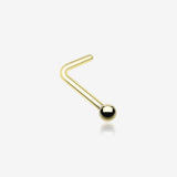 Gold PVD Ball Top L-Shaped Nose Ring-Gold