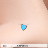 Detail View 2 of Colorline Steel Heart L-Shaped Nose Ring-Blue