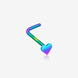 Colorline Steel Heart L-Shaped Nose Ring-Rainbow