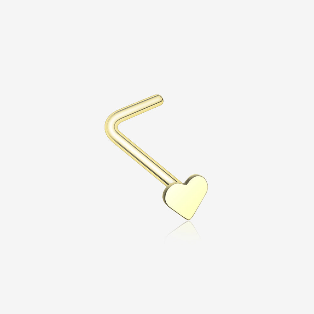 Golden Heart L-Shaped Nose Ring-Gold