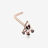 Rose Gold Victoria Trident Icon L-Shaped Nose Ring