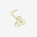 Golden Trinity Swirl L-Shaped Nose Ring