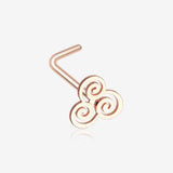 Rose Gold Trinity Swirl L-Shaped Nose Ring