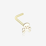 Golden Pirate Skull L-Shaped Nose Ring-Gold
