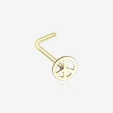 Golden Peace Icon L-Shaped Nose Ring-Gold