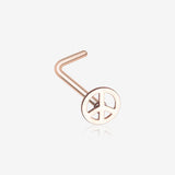 Rose Gold Peace Icon L-Shaped Nose Ring