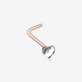 Rose Gold Heart Sparkle L-Shaped Nose Ring