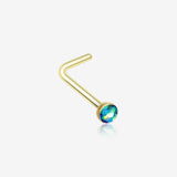 Golden Opal Sparkle L-Shaped Nose Ring