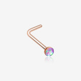Rose Gold Opal Sparkle L-Shaped Nose Ring-Purple