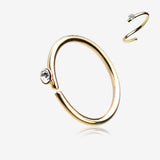 Golden Gem Top Bendable Steel Hoop Ring
