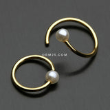 Detail View 3 of Golden Pearl Bead Bendable Nose Hoop-White