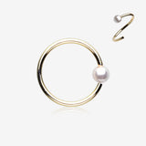 Golden Pearl Bead Bendable Hoop Ring