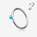 Turquoise Bead Top Bendable Hoop Ring