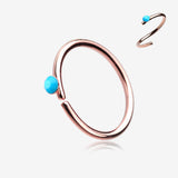 Rose Gold Turquoise Bead Top Bendable Hoop Ring