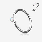 Opal Sparkle Bendable Steel Nose Hoop-White