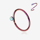 Colorline Opal Sparkle Bendable Steel Nose Hoop-Purple/Purple