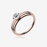 Rose Gold Triple Stacked Design Sparkle Bendable Hoop Ring