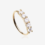 Golden Multi-Gem Princess Prong Sparkles Bendable Hoop Ring