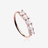 Rose Gold Multi-Gem Princess Prong Sparkles Bendable Hoop Ring