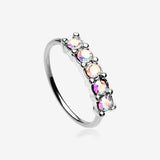 Aurora Multi-Gem Princess Prong Sparkles Bendable Hoop Ring