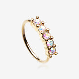 Golden Aurora Multi-Gem Princess Prong Sparkles Bendable Hoop Ring