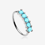 Turquoise Multi Beads Princess Prong Bendable Hoop Ring